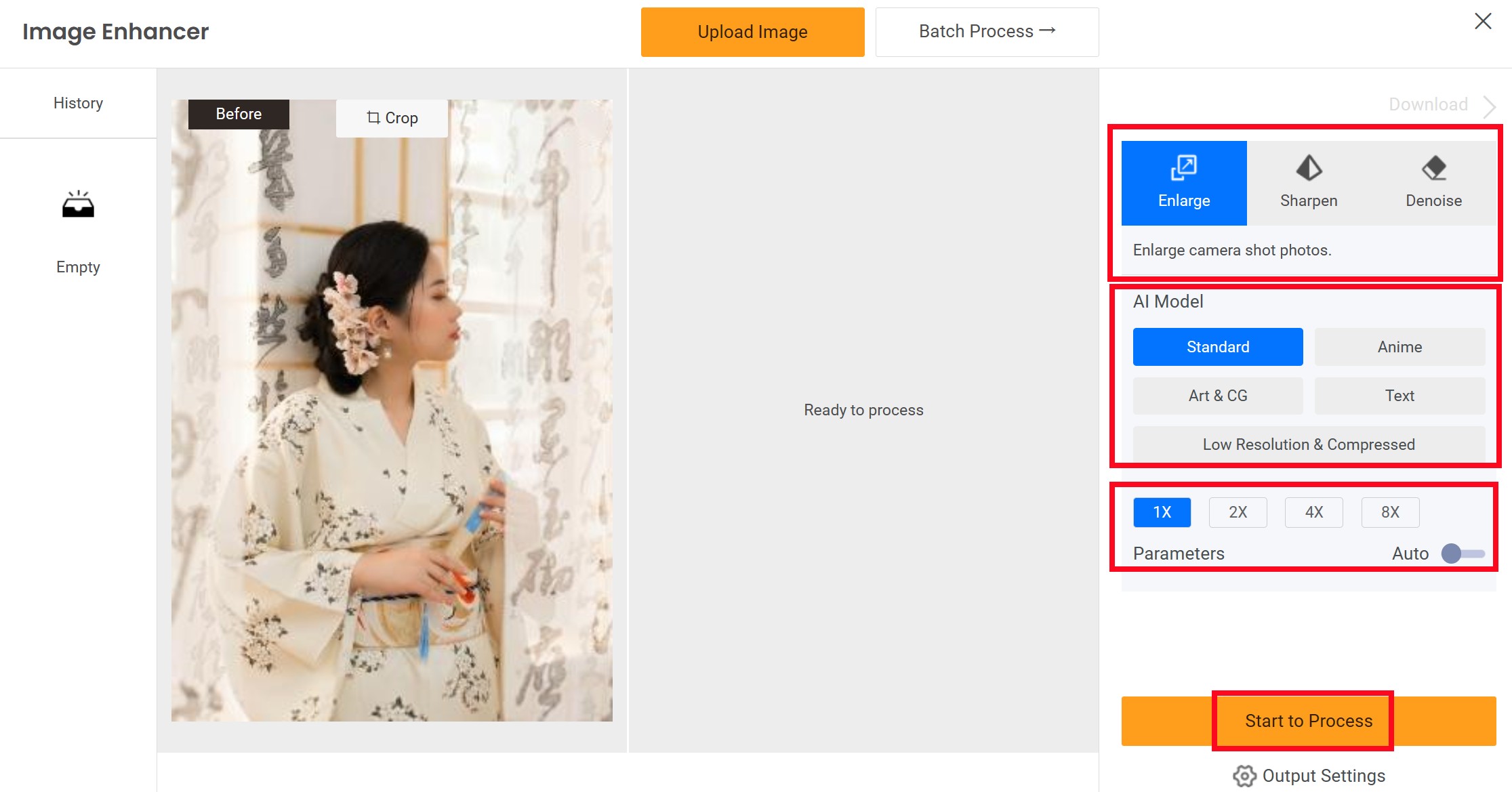 step2 of using VanceAI Image Enhancer
